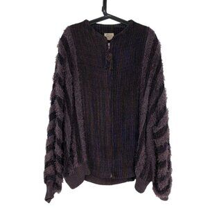 Zonda Nellis Purple Multicolored thread woven eyelash zipup Sweater / jacket M